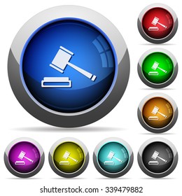 Set of round glossy auction buttons. Arranged layer structure.