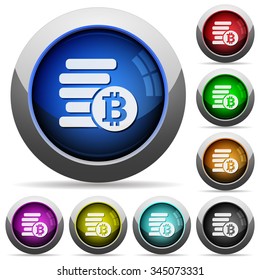Set of round glossy bitcoins buttons. Arranged layer structure.