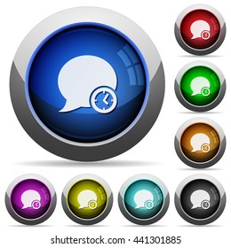 Set of round glossy Blog comment time buttons. Arranged layer structure.