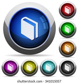 Set of round glossy book buttons. Arranged layer structure.