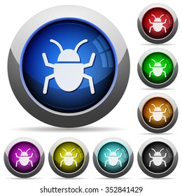 Set of round glossy bug buttons. Arranged layer structure.