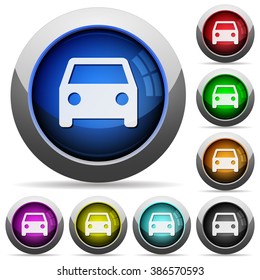 Set of round glossy car buttons. Arranged layer structure.