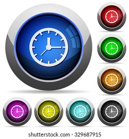 Set of round glossy clock buttons. Arranged layer structure.
