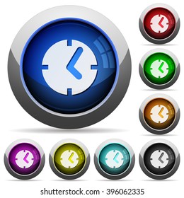 Set of round glossy clock buttons. Arranged layer structure.