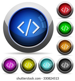 Set of round glossy code buttons. Arranged layer structure.