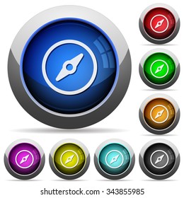 Set of round glossy compass buttons. Arranged layer structure.