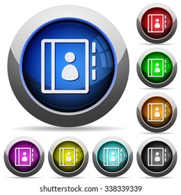 Set of round glossy contacts, buttons. Arranged layer structure.