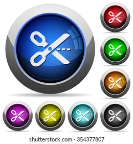 Set of round glossy Cut out buttons. Arranged layer structure.