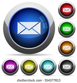 Set of round glossy envelope buttons. Arranged layer structure.