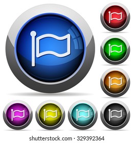 Set of round glossy flag buttons. Arranged layer structure.