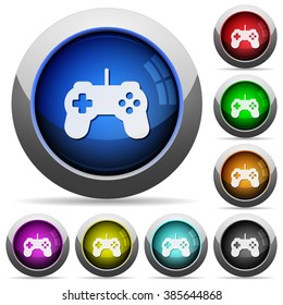 Set of round glossy Game controller buttons. Arranged layer structure.