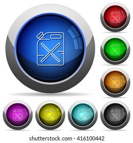 Set of round glossy gas can buttons. Arranged layer structure.
