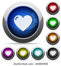 Set of round glossy heart buttons. Arranged layer structure.