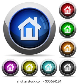 Set of round glossy home buttons. Arranged layer structure.
