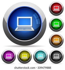 Set of round glossy laptop buttons. Arranged layer structure.