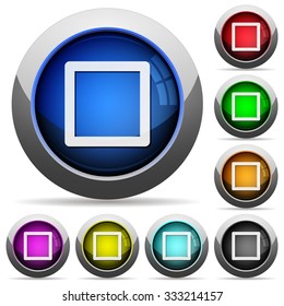 Set of round glossy media stop buttons. Arranged layer structure.