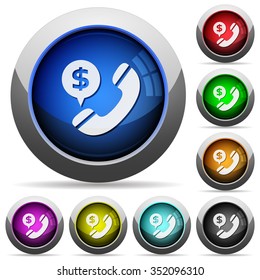 Set of round glossy money call buttons. Arranged layer structure.