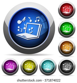 Set of round glossy multimedia buttons. Arranged layer structure.