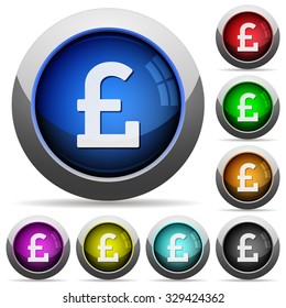 Set of round glossy Pound sign buttons. Arranged layer structure.