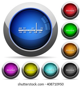 Set of round glossy Radio tuner buttons. Arranged layer structure.