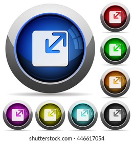 Set of round glossy Resize window buttons. Arranged layer structure.