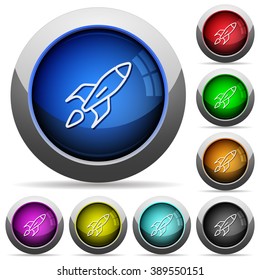 Set of round glossy rocket buttons. Arranged layer structure.