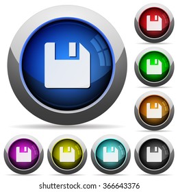 Set of round glossy Save document buttons. Arranged layer structure.