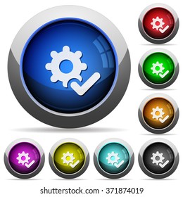 Set of round glossy Settings ok buttons. Arranged layer structure.