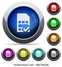 Set of round glossy SIM card accepted buttons. Arranged layer structure.