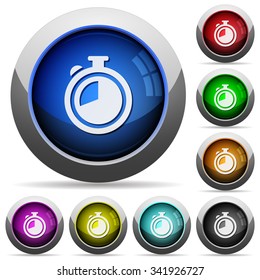 Set of round glossy timer buttons. Arranged layer structure.