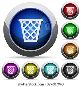 Set of round glossy trash buttons. Arranged layer structure.