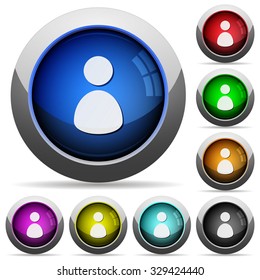 Set of round glossy user profile buttons. Arranged layer structure.