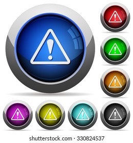 Set of round glossy warning buttons. Arranged layer structure.