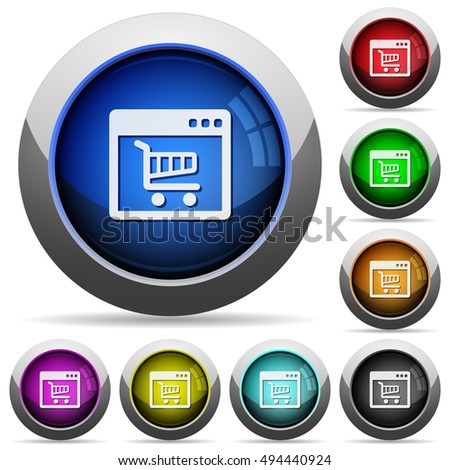 Set of round glossy webshop application buttons. Arranged layer structure.