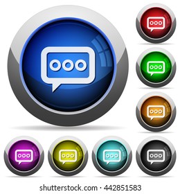 Set of round glossy Working chat buttons. Arranged layer structure.