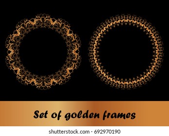 Set of round gold frames
