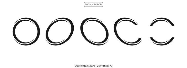 conjunto de marco agraciado redondo, elemento de caligrafía de logotipo, Ilustración vectorial circular