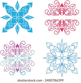Set of round gradient mandala