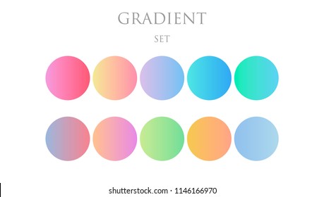  Set round gradient set with modern abstract backgrounds. Trendy soft color. Template with round gradient