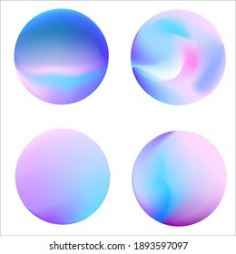 Ensemble de dégradé rond. Sphère bleu multicolore. Texture d'arrière-plan abstrait moderne. Modèle pour la conception. Objets isolés. Image vectorielle