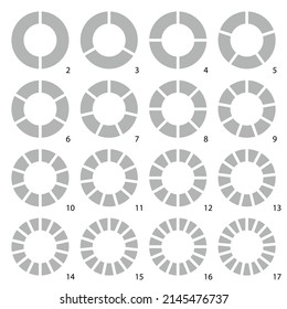 Set Of Round Graphic Pie Charts Icons. Segment Of Circle Infographic Collection