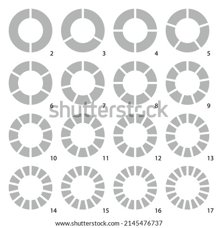 Set of round graphic pie charts icons. Segment of circle infographic collection