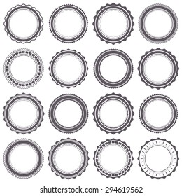 Set round gray emblem with retro style, vector illustration.