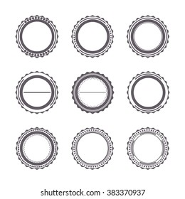 Set round gray emblem with retro style, vector illustration.