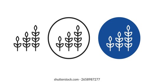 Set of round grow leaf icons in flat line style