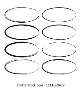 Set of round grunge frames. Empty  borders. Vector illustration. 