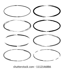 Set of round grunge frames. Empty  borders. Vector illustration. 