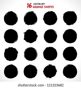 Set of round grunge vector shapes. Vector banners. Abstract shapes. Big pack. Grunge art. Retro background. Vintage background. Design elements