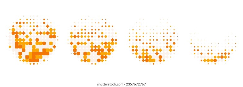 set of round halftone circles background elements