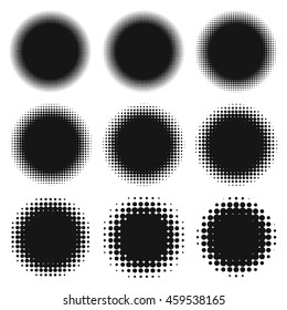 Set of round halftone elements for icon backgrounds or information flashes
